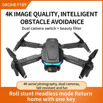 Квадрокоптер-дрон F189 PRO 4K камера, Wifi FPV, обхід перешкод (2 акумулятори)